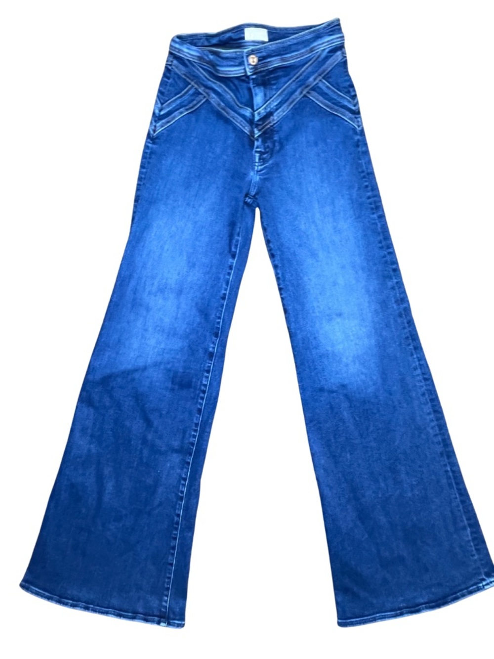 MOTHER The Criss Cross Roller Heel Jeans 25 High Rise Wide Leg Blue